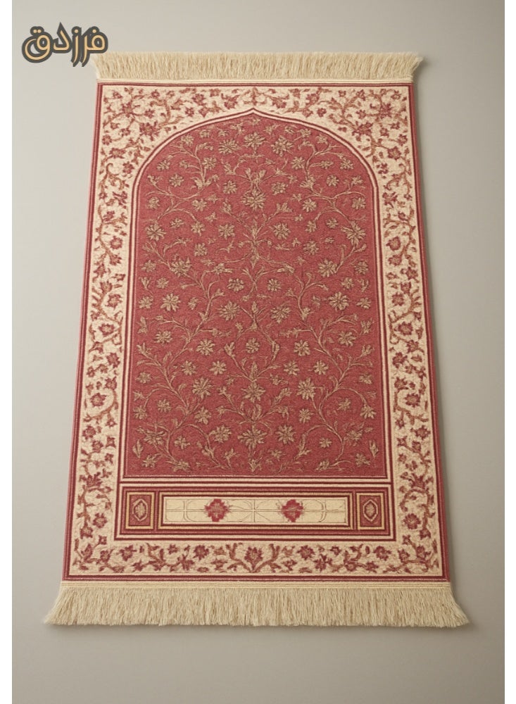 فرزدق سجادة صلاة فاخرة من نسيج الشانيل المضاعف بتصميم الروضة الشريفة بألوان متعددة وزاهية. - Image 3