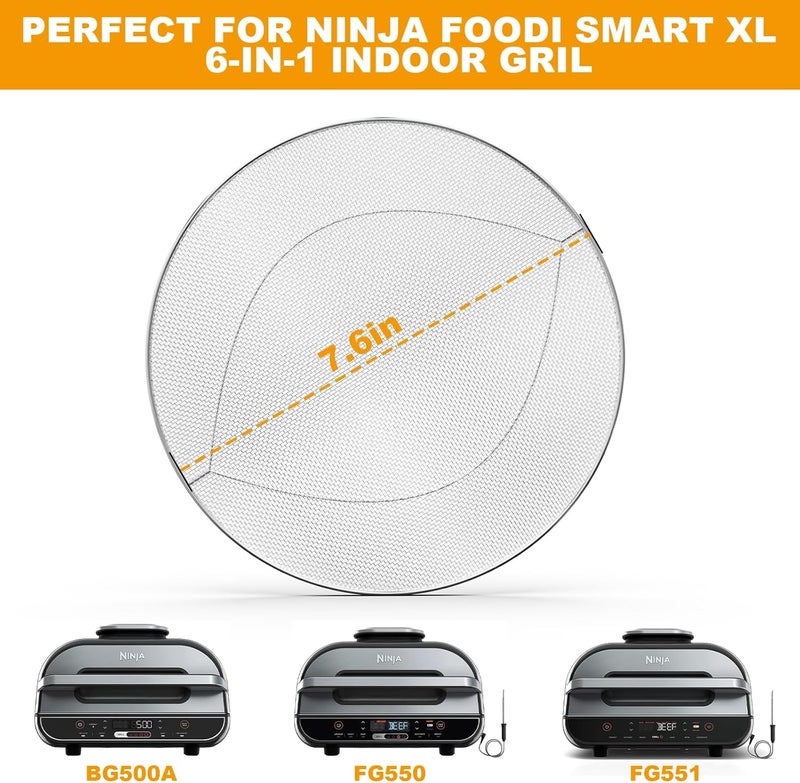 BBQ-PLUS Stainless Steel Splatter Shield for Ninja Foodi FG551 Air Fryer Accessories 2 Pack Fine Mesh Splatter Screen Replacement for Ninja Foodi Smart XL 6-in-1 Indoor Grill FG550 BG500A DG551 - Image 2