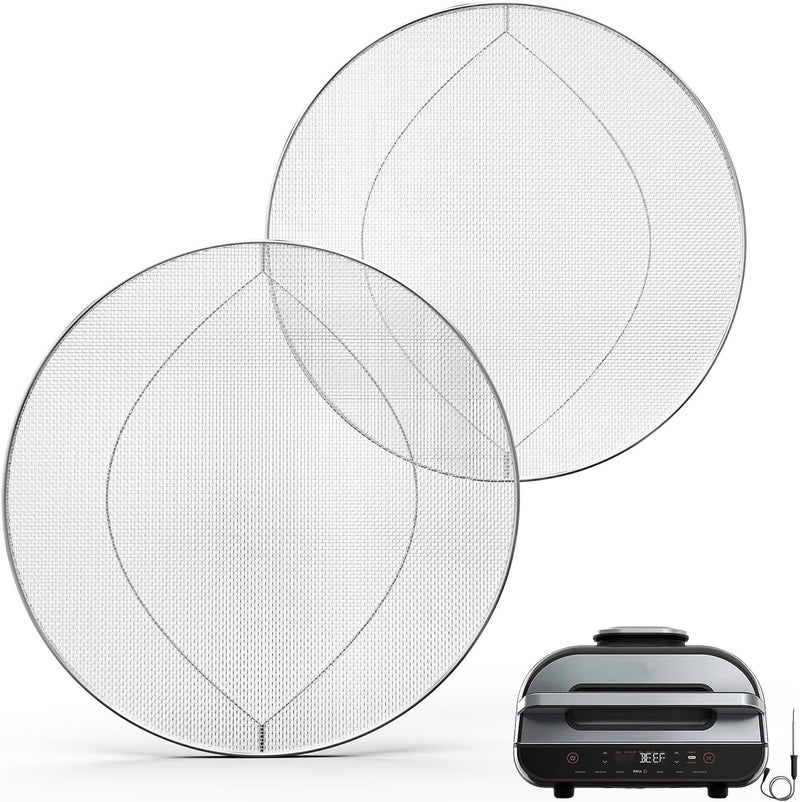 BBQ-PLUS Stainless Steel Splatter Shield for Ninja Foodi FG551 Air Fryer Accessories 2 Pack Fine Mesh Splatter Screen Replacement for Ninja Foodi Smart XL 6-in-1 Indoor Grill FG550 BG500A DG551 - Image 1