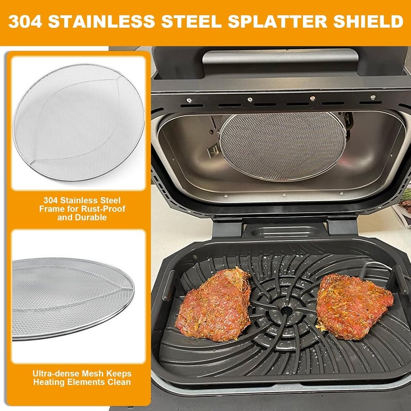 BBQ-PLUS Stainless Steel Splatter Shield for Ninja Foodi FG551 Air Fryer Accessories 2 Pack Fine Mesh Splatter Screen Replacement for Ninja Foodi Smart XL 6-in-1 Indoor Grill FG550 BG500A DG551 - Image 3