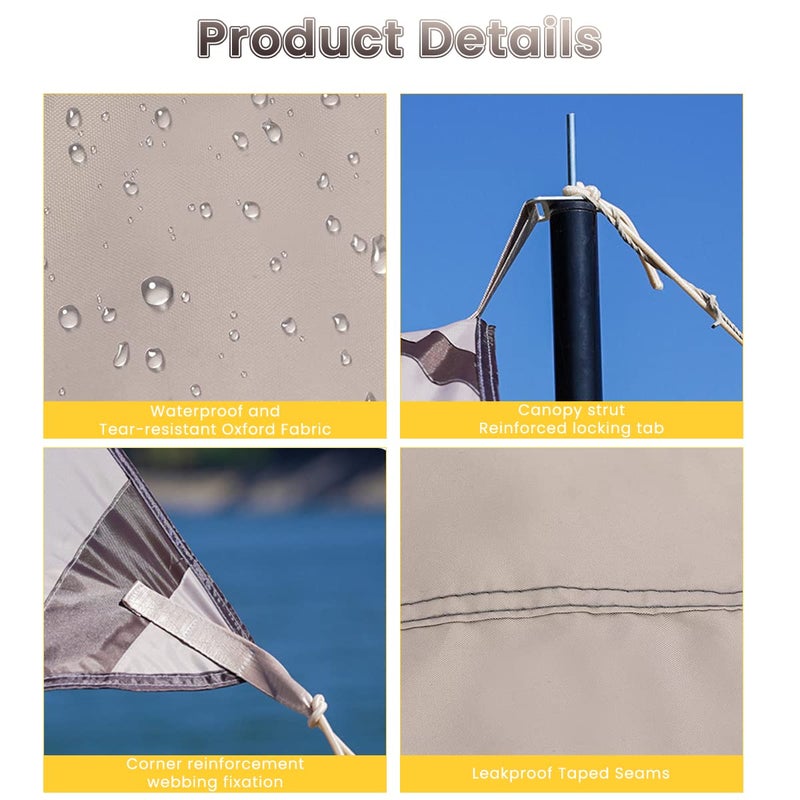 Optifit طقم خيمة مظلة 3 * 3م للتخييم في الهواء الطلق، مع ملحقات التجميع، خيمة شمسية UPF 50+ للتخييم، مظلة خيمة في الهواء الطلق، خيمة محمولة وقوية ومقاومة للماء. - Image 3