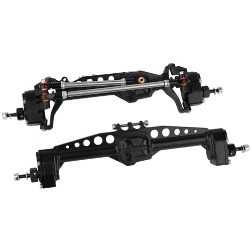 Pothyes CNC Metal Front and Rear Portal Axles for 110 RC Crawler Car Axial SCX10 III AXI03006 AXI03007 Wrangler JL AR45 Axle Upgrade Part Black - Image 1