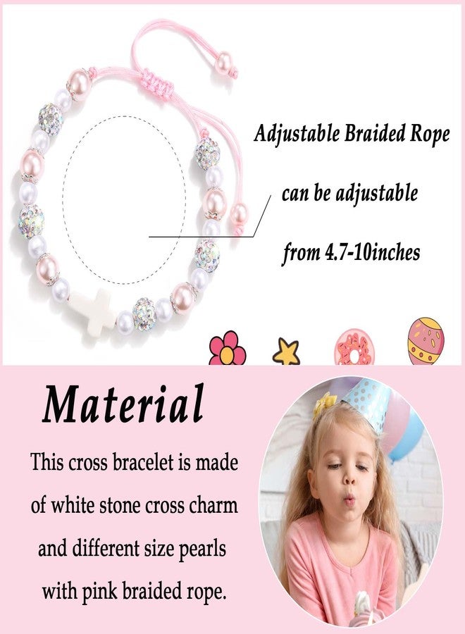 FIEEFX 4 Year Old Girl Birthday Gifts, Cross Pearl Bracelet Jewelry as Four Year 4yr Old Girls Happy 4th Birthday Gifts Decorations Card for Girls Sister Daughter Granddaughter Niece Who turns 4 - Image 4
