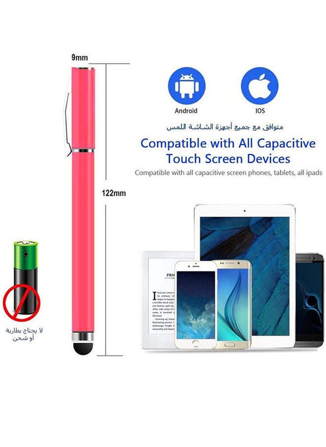 NIBEMINENT 2 In 1 Ball Point Capacitive Screen Stylus Touch Pen With Cover Pink  - Image 3