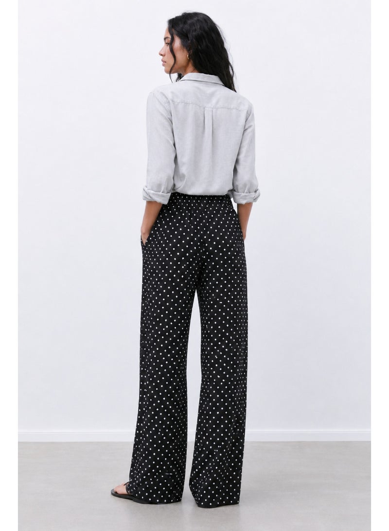 Soft Steps Women’s Wide Leg Polka Dot Pants – Casual Streetwear Lounge Trousers with Elastic Waist and Loose Fit - Image 2