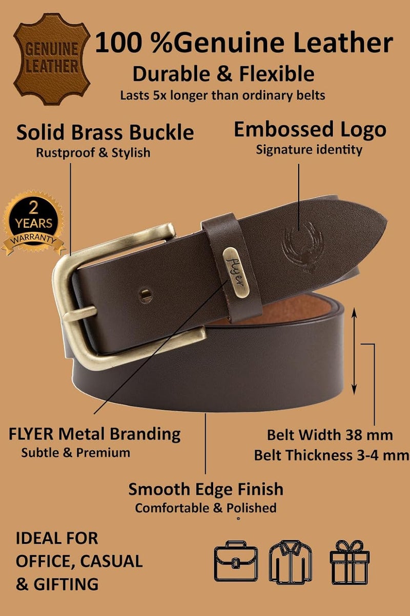 Flyer Genuine Leather Oversize Belt for Men - Plus Size Waist 44 to 72 Inch - Heavy Duty XL Leather Belt Brown with Pin Buckle - Adjustable Big and Tall Waist Belt - Gift Box & 2-Year Warranty - BR908 - Image 4