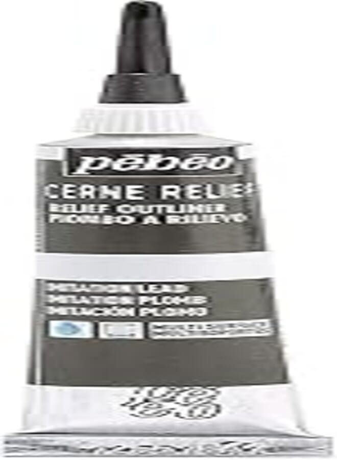 Pebeo Pebeo Vitrell Cerne Relief Dimensional Paint, 20ml Tube with Nozzle - Synthetic Lead (Packaging May Vary) 