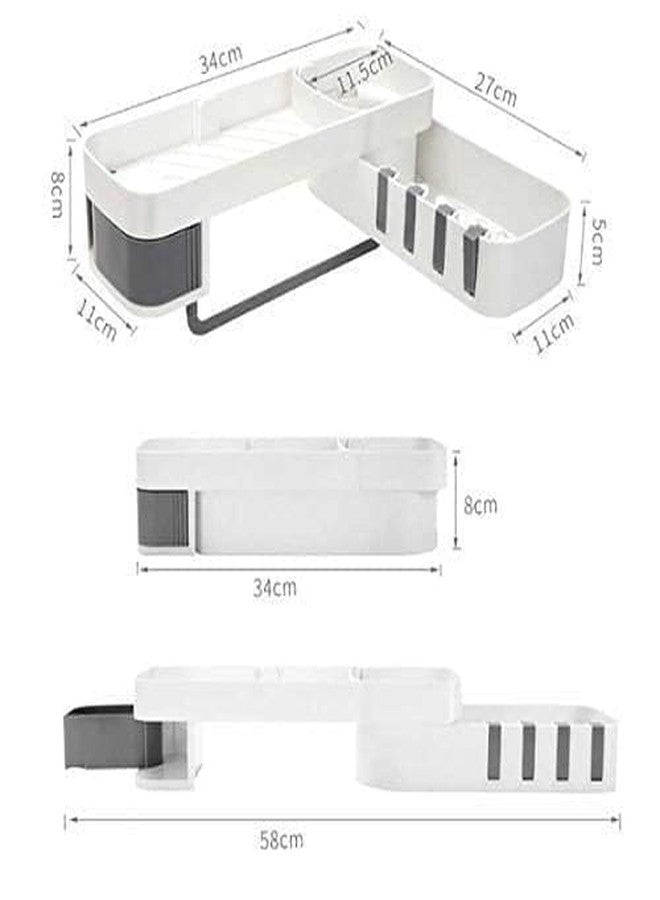TS WITH TECHSUN Multi-Layer Refrigerator Broadside Shelf Rack Sidewall Jar Bottle Holder Multipurpose Shelf Plastic Wrap Tissue Spice Storage Rack Kitchen Bathroom Organizer - White Color - Image 5