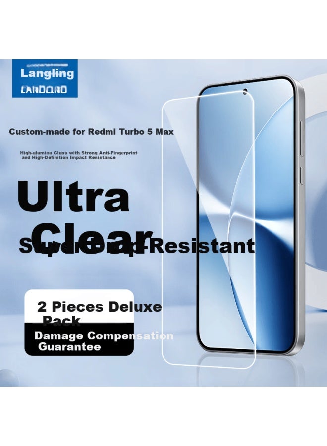 Langling Tempered Glass Screen Protector For Redmi Turbo 5 Max, Full Coverage, Anti-fingerprint, High Definition