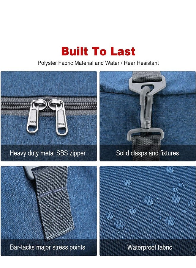 كان واي حقيبة أمتعة سفر سعة 65 لتر من كانواي، حقيبة سفر قابلة للطي لنهاية الأسبوع، مقصورة للأحذية للرجال والنساء، مقاومة للماء والتمزق، أزرق - Image 5