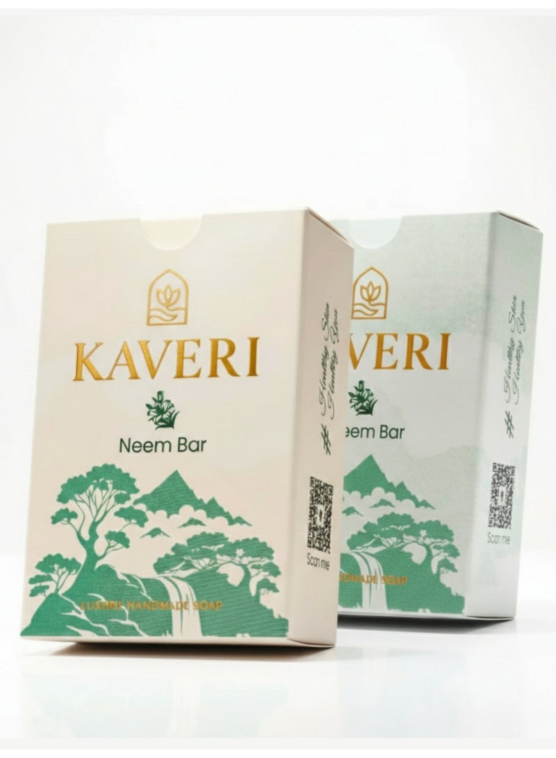 KAVERI Natural Handmade Soap Combo – Neem & Green Tea Lily (2 x 110g) | Cold-Processed Ayurvedic Bath Bar Set for Refreshing & Healthy Skin - Image 1