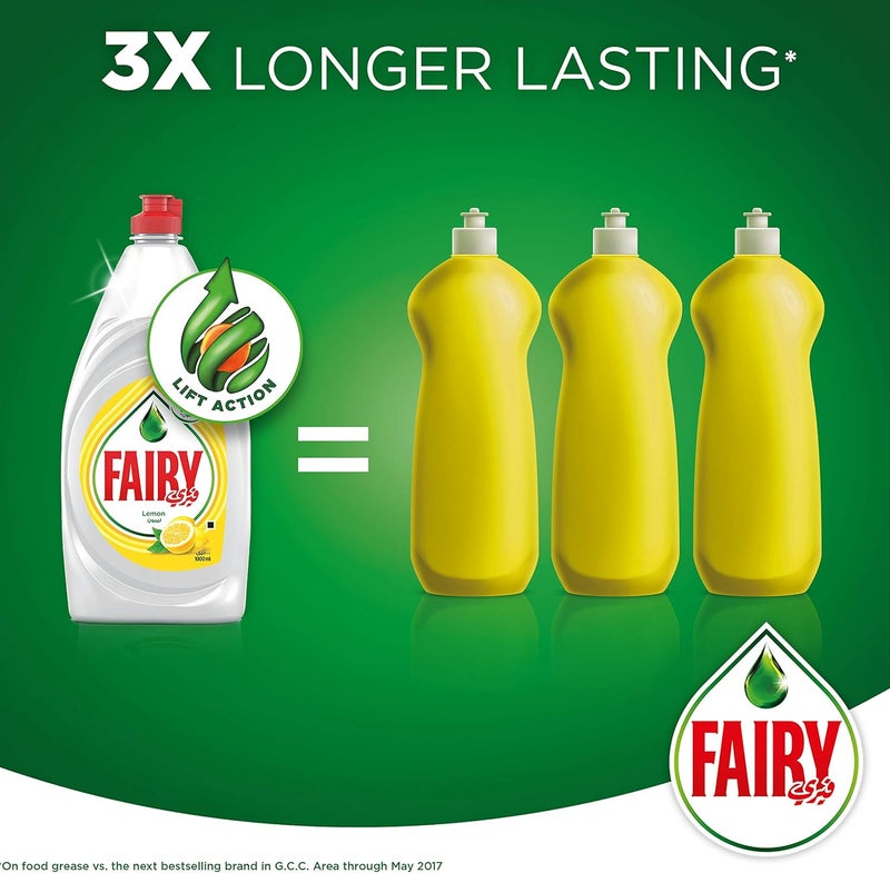 Fairy Lemon Dishwashing Liquid Soap, Concentrated Dish Soap for Tough Grease, Long-Lasting Suds, 1.5 L - Image 1