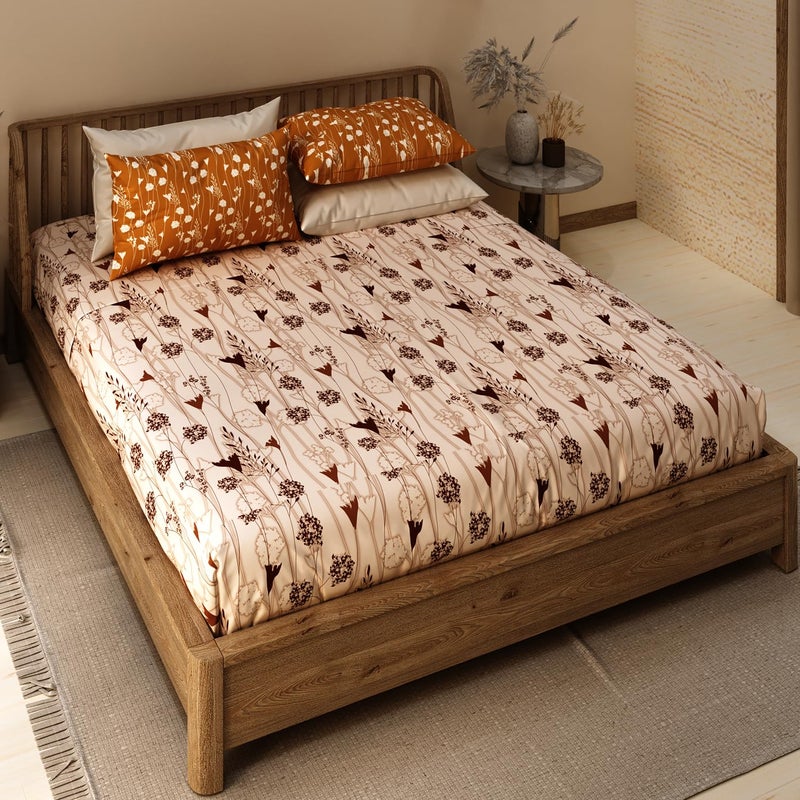 LABHAM® Ethnica - 180TC Pure Cotton King Size Flat Bedsheet Set | Heritage Print | Super Soft | for Homes, Hotels & Guest Houses | with 2 Pillow Covers - Image 1