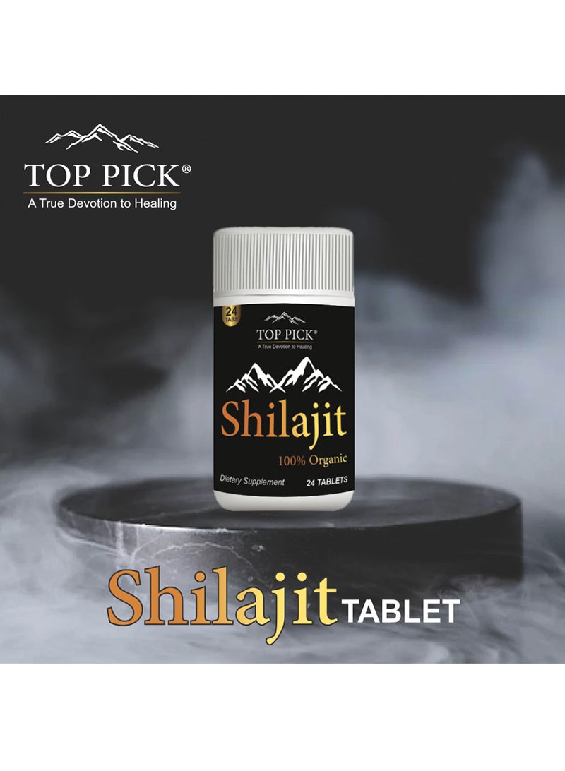 Top Pick 100% Organic Supplement Himalayan Shilajit, Enhance Stamina & Improve Immunity System, 24 Tablets