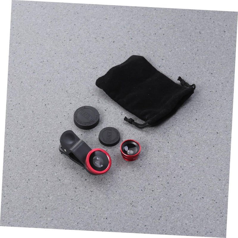 Universal Smartphone Camera Lens Kit with Fisheye Wide Angle and Macro Lenses Red Clip - Image 5