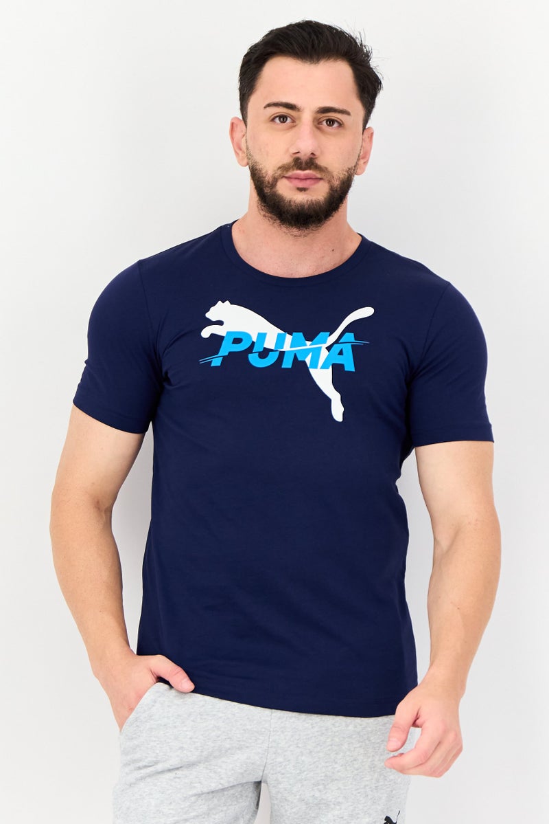 PUMA Men Sportswear Fit Brand Logo Outdoor T-Shirt, Navy - Image 1