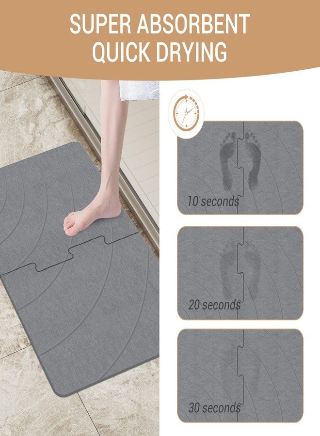 THMINS Self Drying Stone Bath Mat, 32''x20'' Non-Slip Diatomaceous Earth Stone Bath Mat, Super Absorbent Quick Drying for Bathroom/Kitchen, Easy to Clean - Image 3