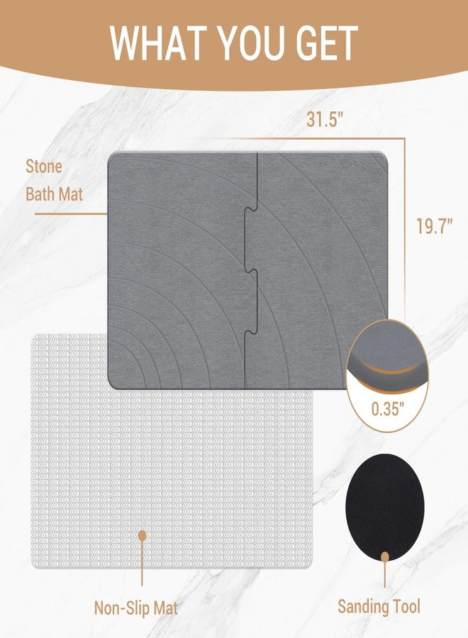 THMINS Self Drying Stone Bath Mat, 32''x20'' Non-Slip Diatomaceous Earth Stone Bath Mat, Super Absorbent Quick Drying for Bathroom/Kitchen, Easy to Clean - Image 4