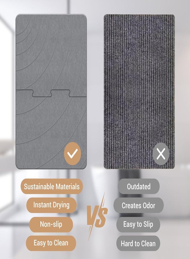 THMINS Self Drying Stone Bath Mat, 32''x20'' Non-Slip Diatomaceous Earth Stone Bath Mat, Super Absorbent Quick Drying for Bathroom/Kitchen, Easy to Clean - Image 5