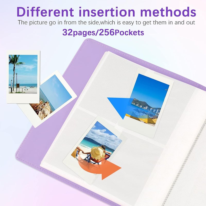 Ruibytree 256 Pockets Mini Photo Album Book for Fujifilm Instax Mini 12 11 9 8+ 8 LiPlay Instant Camera,Picture album for Polaroid Snap/Snap Touch/PIC-300/Z2300/SocialMatic Zip Instant Printer(Purple) - Image 4