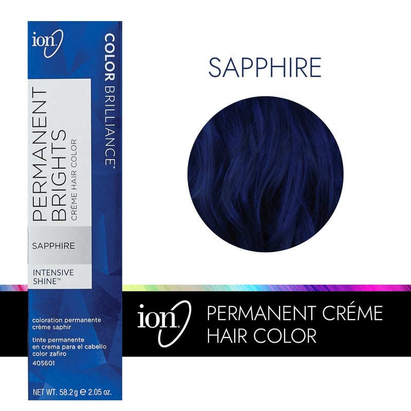 Ion Permanent Brights Creme Hair Color Sapphire, Vegan, Cruelty Free, PPD Free, 100% Gray Coverage, Long Lasting, Fade Resistant Color, 2.05 oz - Image 3
