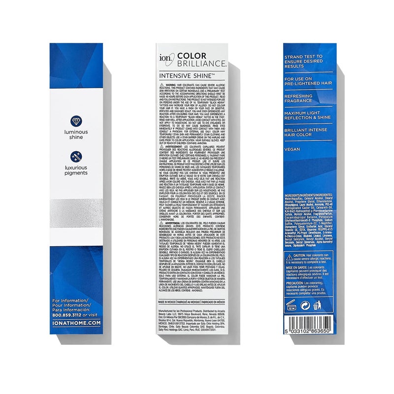 Ion Permanent Brights Creme Hair Color Sapphire, Vegan, Cruelty Free, PPD Free, 100% Gray Coverage, Long Lasting, Fade Resistant Color, 2.05 oz - Image 1