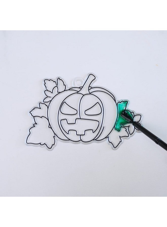 وينلين 27 مجموعة من زخارف الهالوين على شكل يقطين الشمس، زخارف يمكنك صنعها بنفسك لتزيين النوافذ، أدوات فنية لصائد الشمس، جاكولانترن، صائدات الشمس للأطفال، أنشطة الفصل الدراسي، مشروع الخريف الفني للهالوين - Image 5