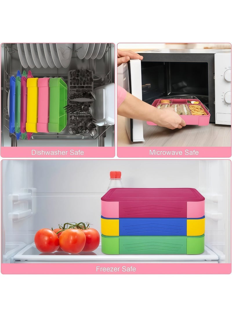 SHEIDLIN صندوق بينتو، صندوق غداء للاطفال والمدرسة مع مقصورات بينتو مانع للتسرب للبنات والاولاد وجبات خفيفة مثالي للمدرسة والحضانة والرحلات، 1330 مل (وردي) - Image 5