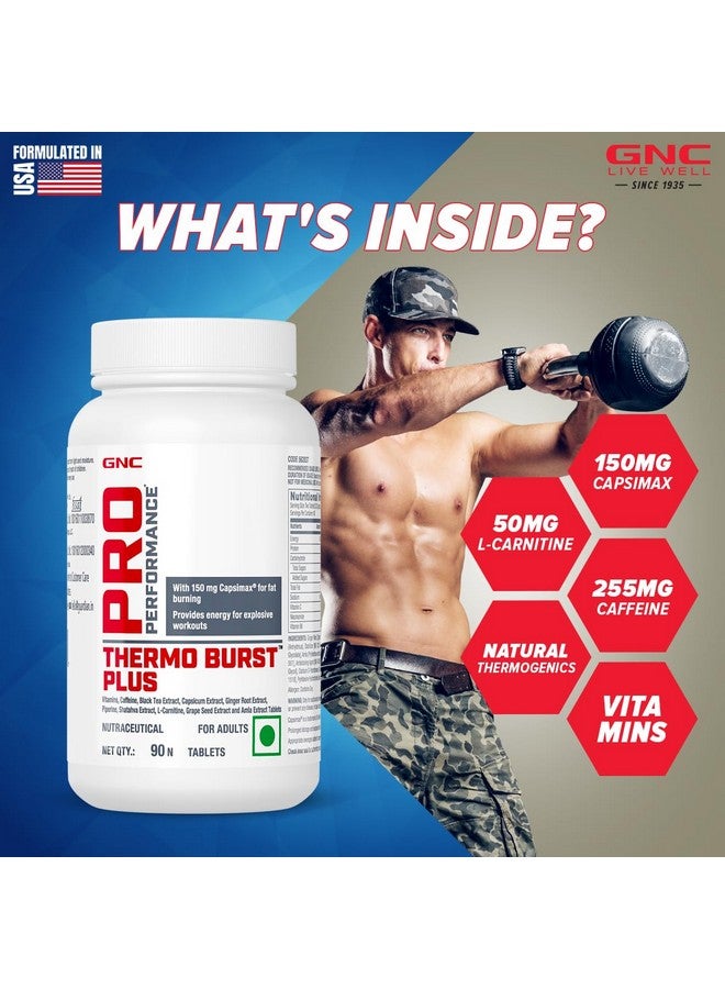 GNC Pro Performance Thermo Burst Plus With Capsimax® | 90 Tablets | Burns Stored Fats | Boosts Energy & Focus | Increases Metabolism | Prevents Unhealthy Cravings | Promotes Healthy Waist-To-Hip Ratio - Image 3