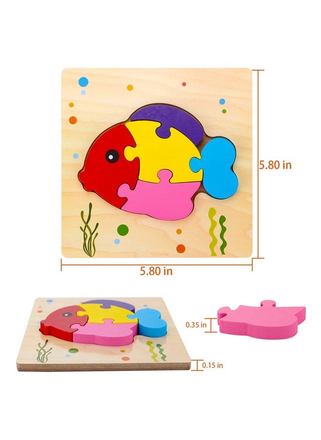 SKYFIELD - Wooden Animal Puzzles For 1 2 3 Years Old Boys Girls, Toddler Educational Developmental Toys Gift With 6 Animals Baby Montessori Color Shapes Learning Puzzles - Image 1