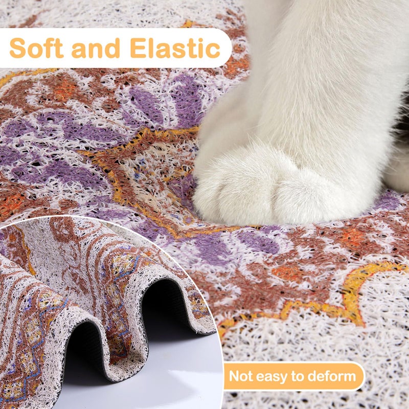 Glittme Cat Litter Mat with Non-Slip Bottom Litter Box Mat 33"X22" Litter Trapping Mat Easy to Clean Washable Cat Food Mat for Kitty,L - Image 4
