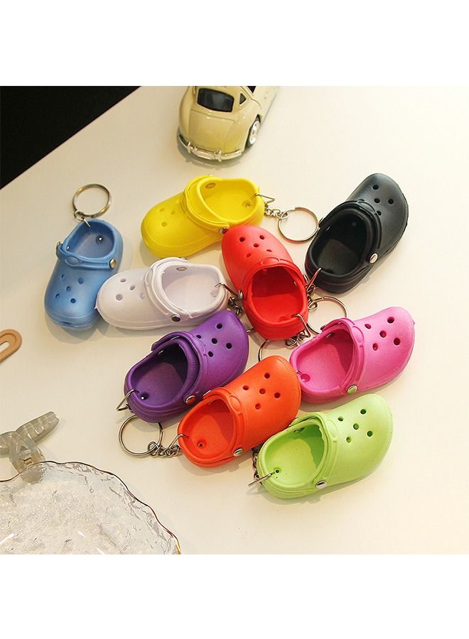 9PCS Slippers Shape Keychain, Candy Color Mini Shoes Keychain, Suitable for Boys & Girls Birthday Gift (Black White Red Green Blue Yellow Orange Pink Purple) - Image 1