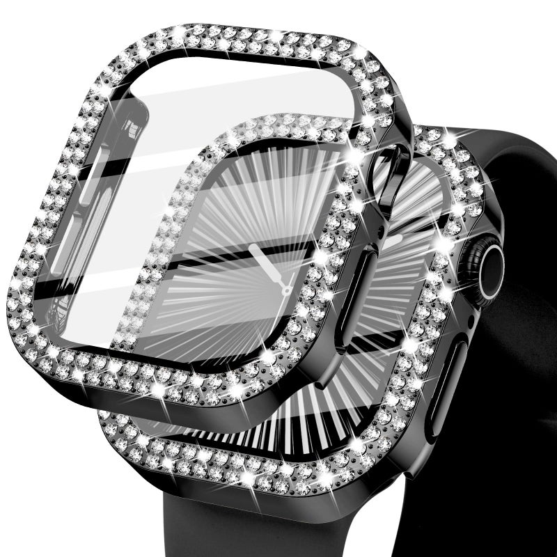 KADES Bling Case for Apple Watch 40mm with Built-in Screen Protector, Sparkling Rhinestone Protective Cover Compatible with Apple Watch Series SE3 SE2 6 5 4 SE (40mm, Black) - Image 1
