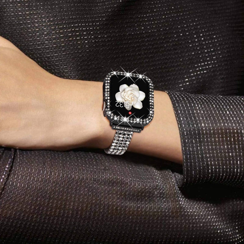KADES Bling Case for Apple Watch 40mm with Built-in Screen Protector, Sparkling Rhinestone Protective Cover Compatible with Apple Watch Series SE3 SE2 6 5 4 SE (40mm, Black) - Image 5