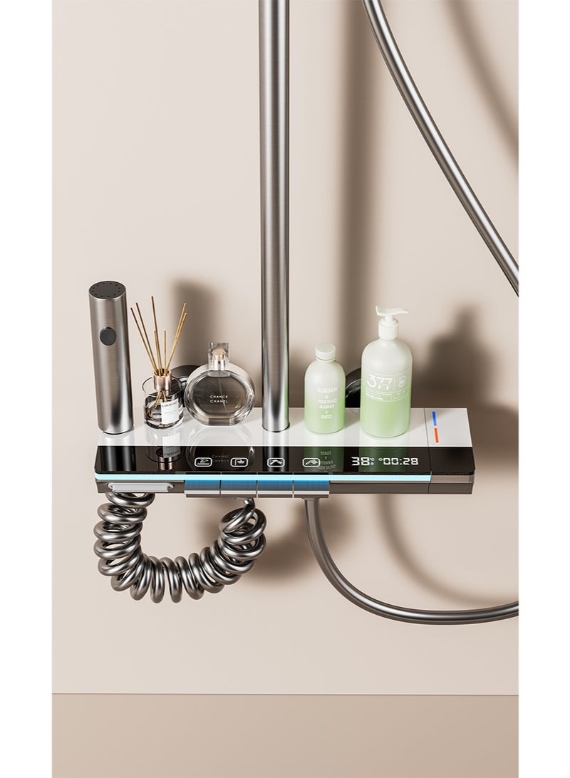 HaLunhi Shower System Thermostatic Piano Key Shower Faucet Set with Digital Display Ambient Lights Shower Combo Set with 12" Rain Shower Head, Tub Spout, Hand Shower, Bidet Sprayer - Image 4