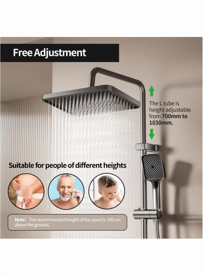 HaLunhi Shower System Thermostatic Piano Key Shower Faucet Set with Digital Display Ambient Lights Shower Combo Set with 12" Rain Shower Head, Tub Spout, Hand Shower, Bidet Sprayer - Image 5