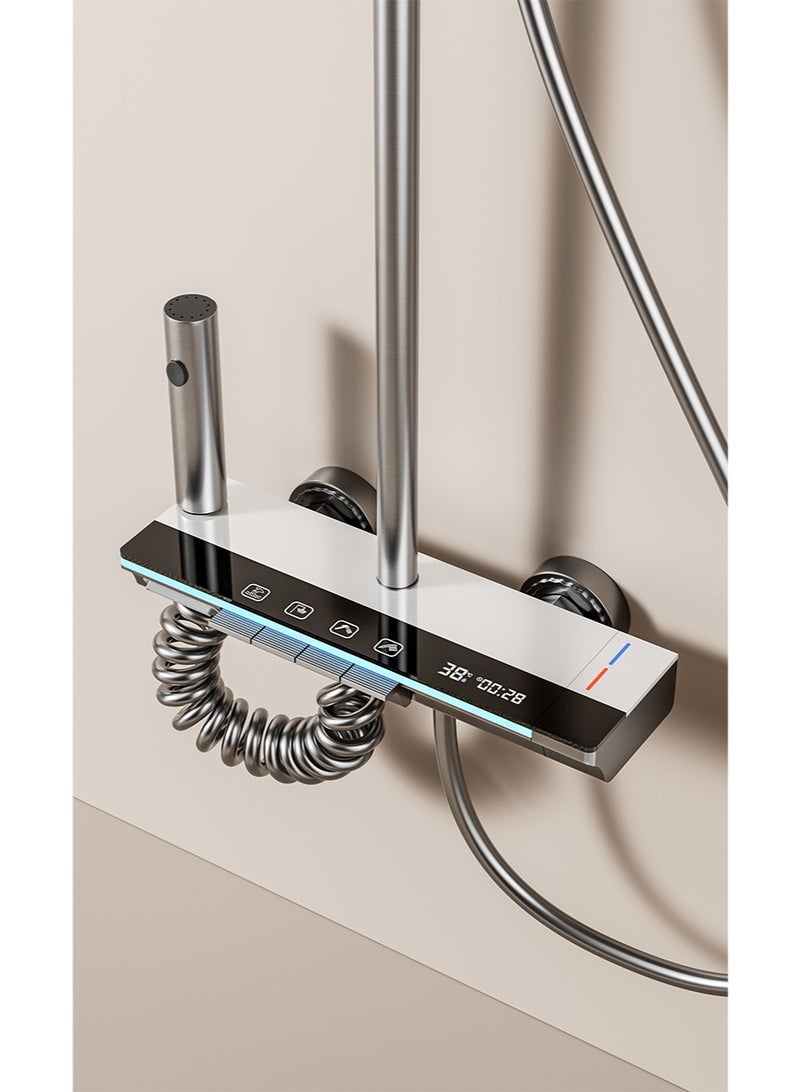 HaLunhi Shower System Thermostatic Piano Key Shower Faucet Set with Digital Display Ambient Lights Shower Combo Set with 12" Rain Shower Head, Tub Spout, Hand Shower, Bidet Sprayer - Image 3