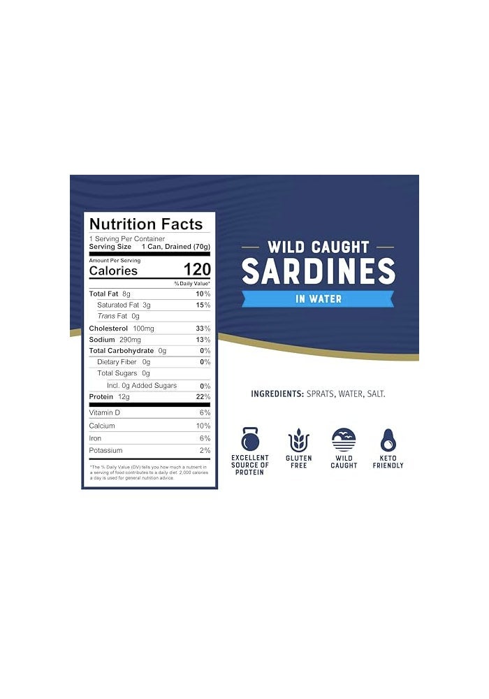Bumble Bee Sardines in Water 375 oz Tin Pack of 12  Wild Caught Gluten Free Keto Kosher Clean Ingredients - Image 5