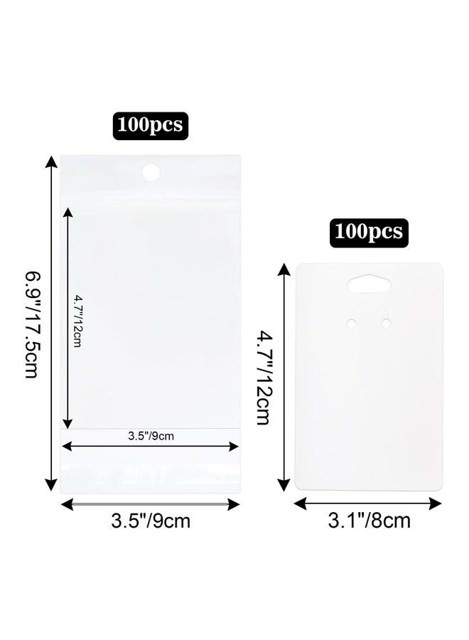joycraft 100Pcs Keychain Display Cards with Self-Sealing Bags, 3x4.7 in White Paper Jewelry Cards Holder, Blank Jewelry Wrapper Card for Selling, Craft Fairs - Image 2