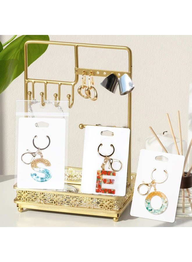 joycraft 100Pcs Keychain Display Cards with Self-Sealing Bags, 3x4.7 in White Paper Jewelry Cards Holder, Blank Jewelry Wrapper Card for Selling, Craft Fairs - Image 4