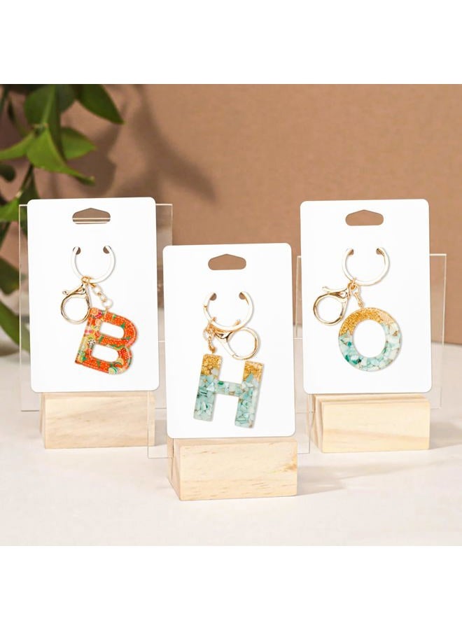 joycraft 100Pcs Keychain Display Cards with Self-Sealing Bags, 3x4.7 in White Paper Jewelry Cards Holder, Blank Jewelry Wrapper Card for Selling, Craft Fairs - Image 5