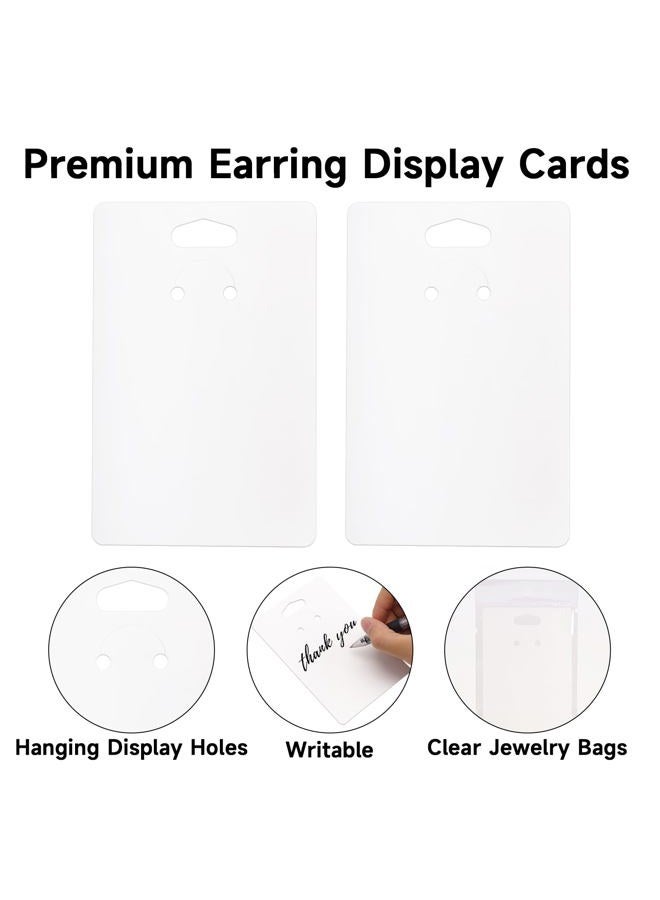 joycraft 100Pcs Keychain Display Cards with Self-Sealing Bags, 3x4.7 in White Paper Jewelry Cards Holder, Blank Jewelry Wrapper Card for Selling, Craft Fairs - Image 3