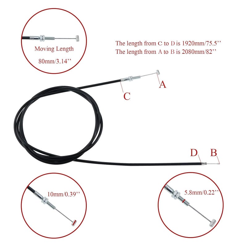 New Olym Universal 82 Throttle Cable Compatible with 150cc 250cc Go KartMudHead 208R Crossfire 150R American Sportswork Dune Buggy OffRoad Trike ATV Replacement for Manco 8HP Engine 8173 - Image 4