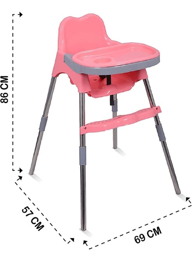 Esqube Spotty Baby Feeding Chair And Kids Dining High Chair with Foot Rest And Tray Pink Color - Image 4