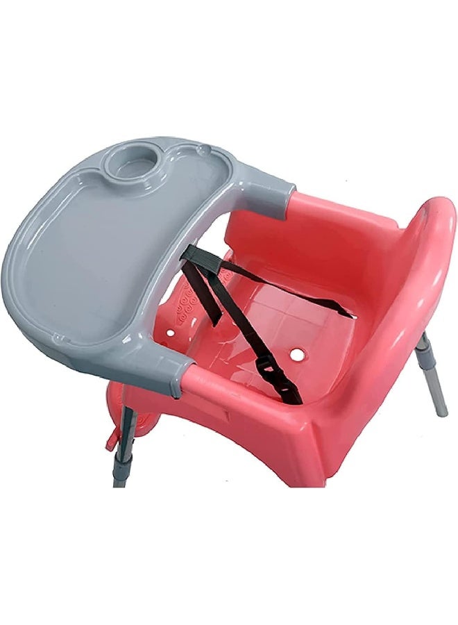 Esqube Spotty Baby Feeding Chair And Kids Dining High Chair with Foot Rest And Tray Pink Color - Image 5