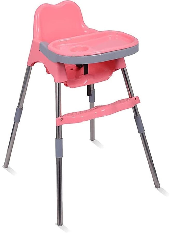 Esqube Spotty Baby Feeding Chair And Kids Dining High Chair with Foot Rest And Tray Pink Color - Image 1