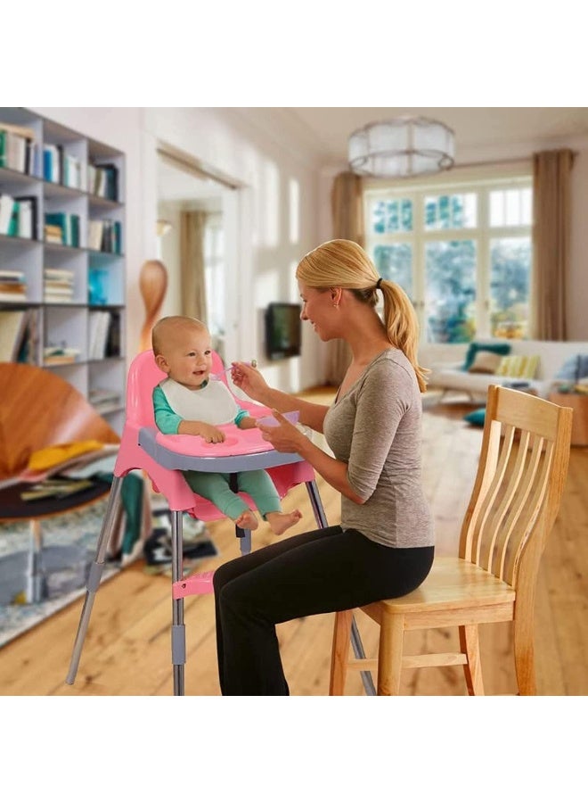 Esqube Spotty Baby Feeding Chair And Kids Dining High Chair with Foot Rest And Tray Pink Color - Image 2