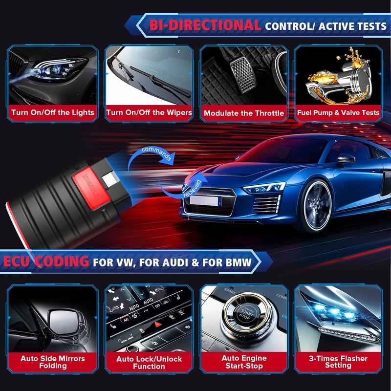 KINGBOLEN Ediag OBD2 Scanner Bluetooth, Bidirectional Scanner All System Diagnostic Tool for iOS & Android, ECU Coding, Active Test,15+ Reset Function, FCA AutoAuth, 1 Year Update - Image 5