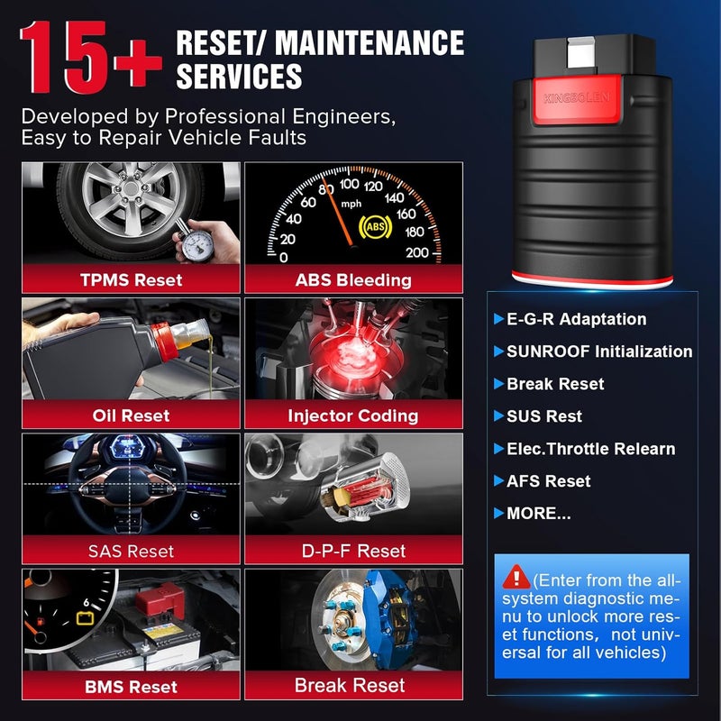 KINGBOLEN Ediag OBD2 Scanner Bluetooth, Bidirectional Scanner All System Diagnostic Tool for iOS & Android, ECU Coding, Active Test,15+ Reset Function, FCA AutoAuth, 1 Year Update - Image 2