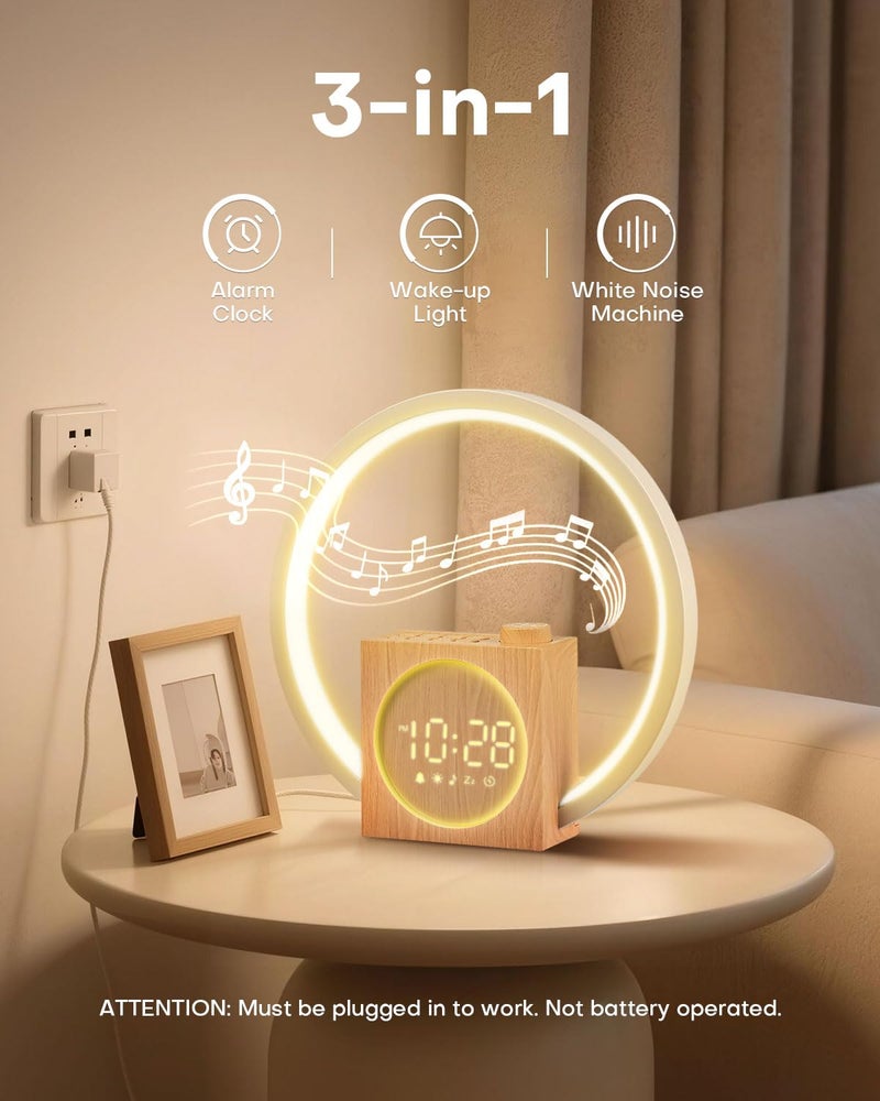 Zelaclock Sunrise Alarm Clock, White Noise Sound Machine for Bedrooms with 12 Color Ambient Nightlight, White Noise Machine with 30 Soothing Sounds, Gifts for Adults, Kids, Couples, Friends, Valentine - Image 2